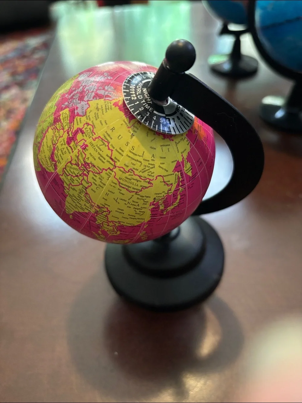 7 Mini Decorative Globes 6 Blue & 1 Pink